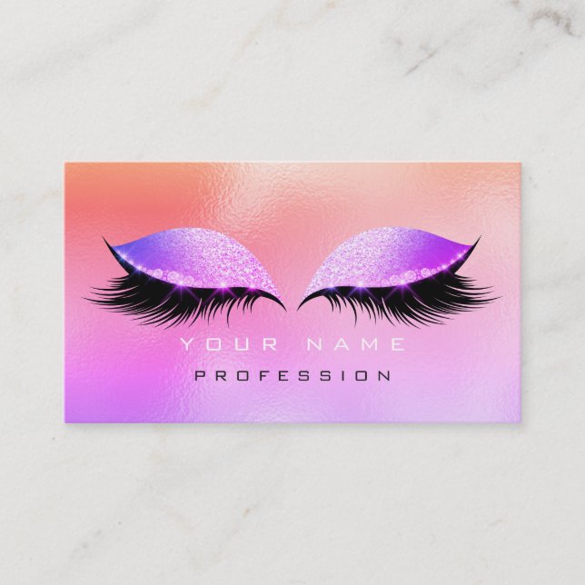 Makeup Eyes Lashes Glitzer Glass Pink Ombre Miami Visitenkarte (Vorderseite)