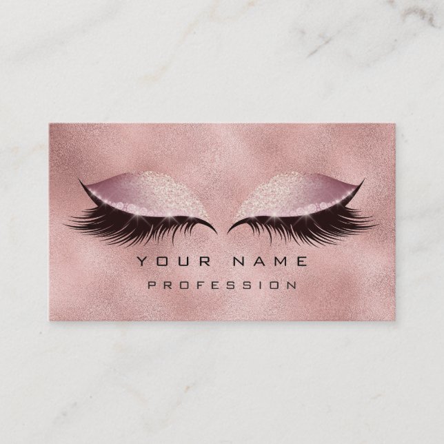 Makeup Eyes Lashes Glitzer Rose Gold Blush Glam Visitenkarte (Vorderseite)