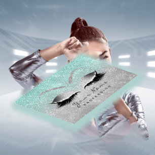Makeup Eyes Lashes Glitzer Silver Gray Blue Aqua Terminkarte