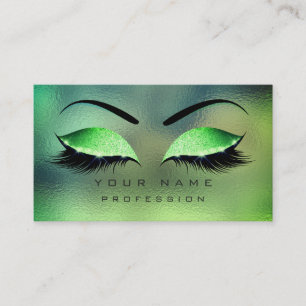 Makeup Eyes Lashes Glitzer Tropical Green Eyebrow Visitenkarte