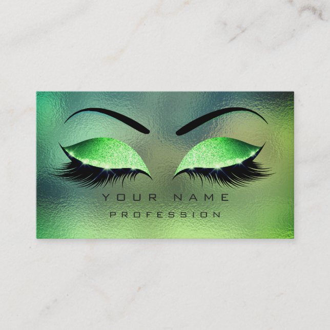 Makeup Eyes Lashes Glitzer Tropical Green Eyebrow Visitenkarte (Vorderseite)