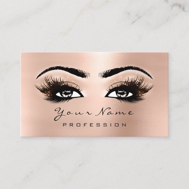 Makeup Eyes Lashes Rosa Rose Gold Terminierungskar Terminkarte (Vorderseite)