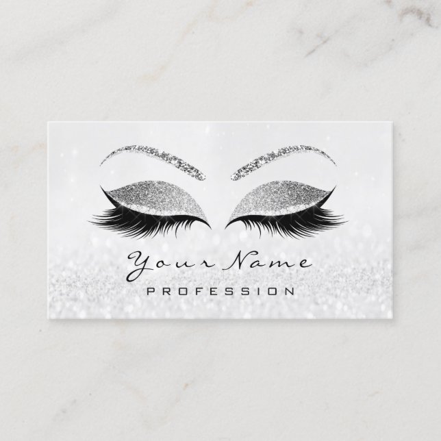 Makeup Eyes Lashes Weiß-Graue Terminierungskarte Terminkarte (Vorderseite)