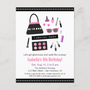 Makeup Fashion Show Birthday Party Einladungen