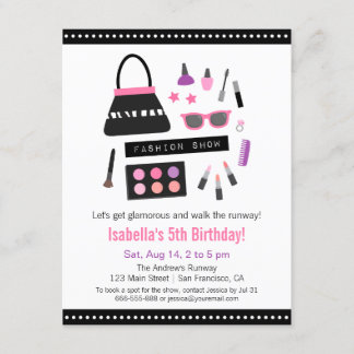 Makeup Fashion Show Birthday Party Einladungen