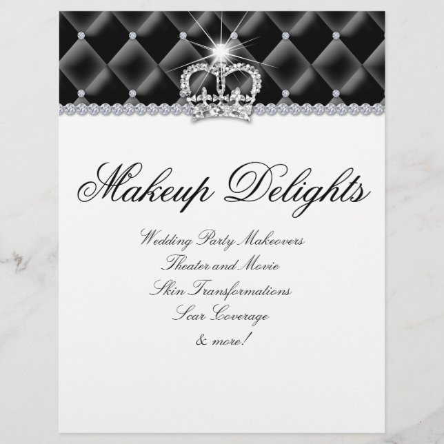 Makeup Flyer Friseur Salon Satin Diamonds Schwarz- (Vorne)