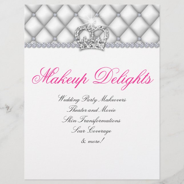 Makeup Flyer Friseur Salon Satin Diamonds White (Vorne)