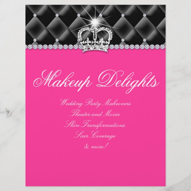 Makeup Flyer Haarsalon Satin Diamonds Black (Vorne)