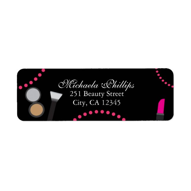 Makeup Glamour Chic Swirl Party-Adressenbezeichnun (Vorne)