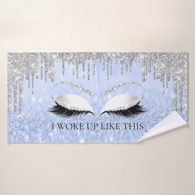 Makeup Glitzer Augen Tropfen Blau WECKTE ICH WIE D Badehandtuch (Badehandtuch)
