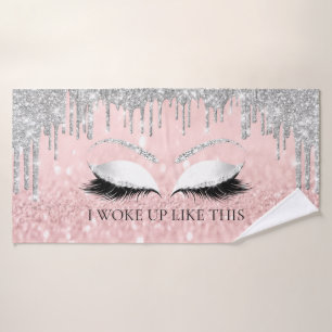 Makeup Glitzer Augen Tropfen Rosa Ich WECKTE auf w Badehandtuch