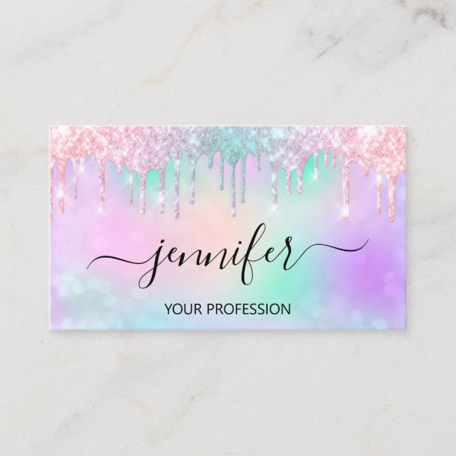 Makeup Glitzer Lash Hair Nails Holografische Tropf Visitenkarte (Vorderseite)