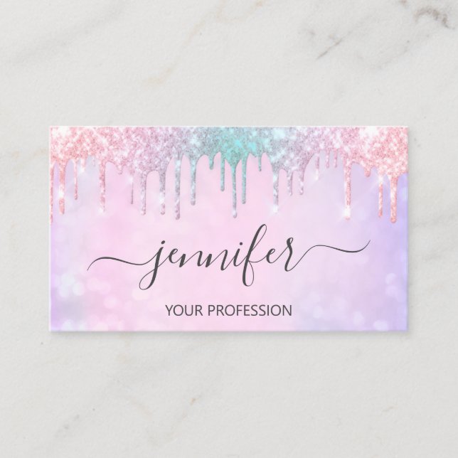 Makeup Glitzer Lash Hair Nails Holographic Unicorn Visitenkarte (Vorderseite)