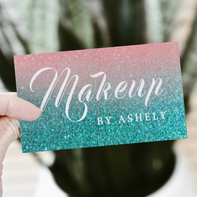 Makeup Glitzer Türkis Visitenkarte (#zazzlemade #mackup #style #designer #turquoise #glitter)