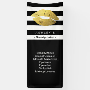 Makeup Gold Lips Schönheitssalon Schwarz-weiß gest Banner