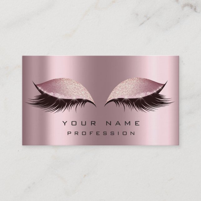 Makeup Gold Rose Rosa Glitzer Augen Lash Extension Visitenkarte (Vorderseite)