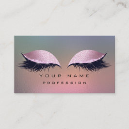 Makeup Gray Ombre Pink Glass Eyes Lashes Glitzer Visitenkarte