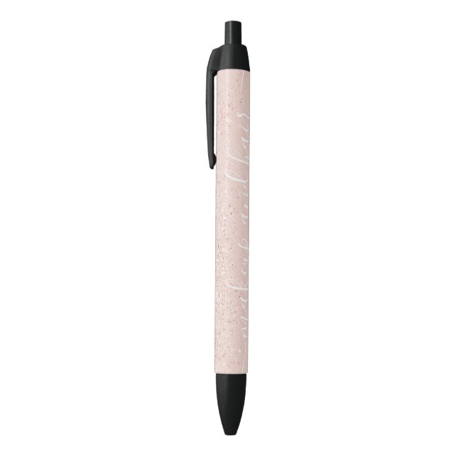 Makeup Haar Rose Glitzer Pastellfarben Rosa Name Kugelschreiber (Oberseite (Vertikal))