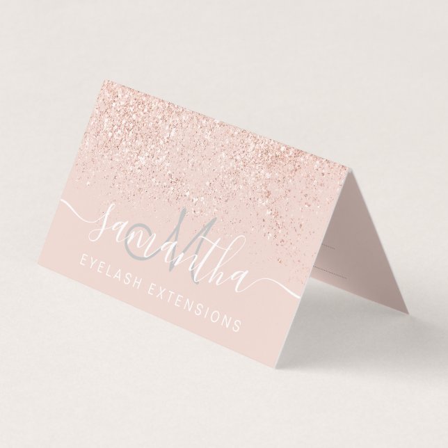 Makeup Haar Rose Gold Glitzer Pastell Termin Visitenkarten (Vorderseite)