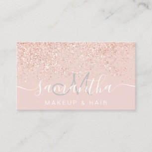 Makeup Haar Rose Gold Glitzer Pastellrosa Visitenkarte