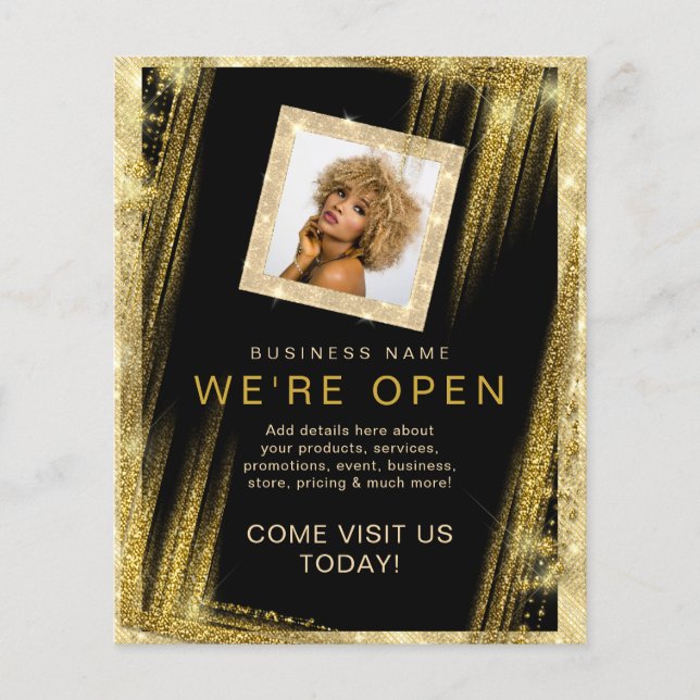 Makeup Haare Salon Custom Foto Black Gold Einzigar Flyer (Vorne)