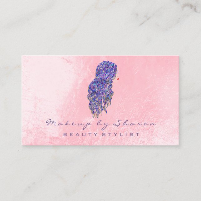 Makeup Hair Dresser Lashes Mermaid Pink Visitenkarte (Vorderseite)