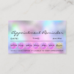 Makeup Hair Ernennung Erinnerung Holograph Pink Visitenkarte