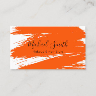 Makeup Hair Style Moderner Orange Brush Stroke #4 Visitenkarte