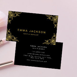 Makeup & Hair Stylist  Elegant  Black & Gold  Visitenkarte
