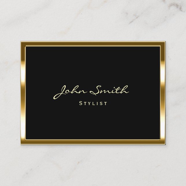 Makeup & Hair Stylist Elegante Gold Border Moderne Visitenkarte (Vorderseite)