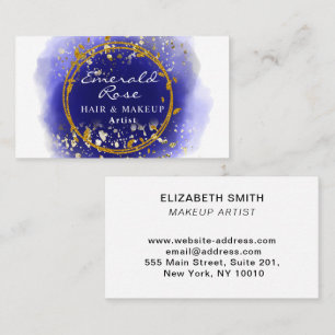 Makeup & Hair Stylist Künstlerskript blau und Gold Visitenkarte