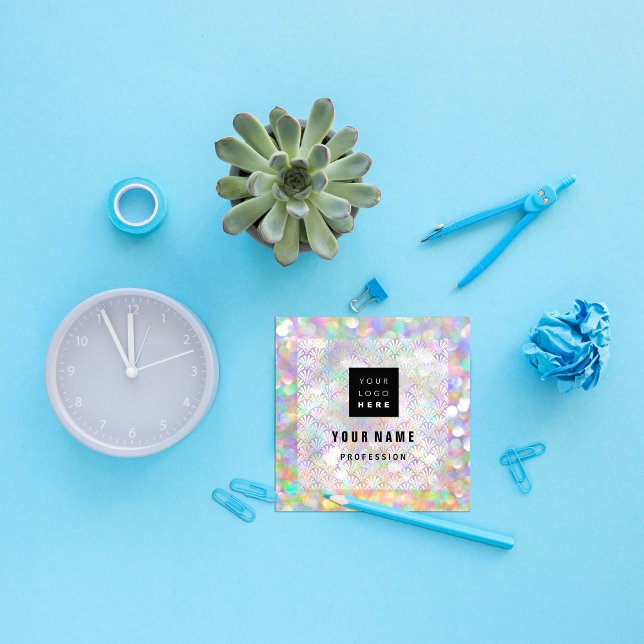 Makeup Holograph Einzigartiges Eyeash Logo Quadratische Visitenkarte (Makeup Holograph Unique Unique Eyeash Logo Square Business Card)