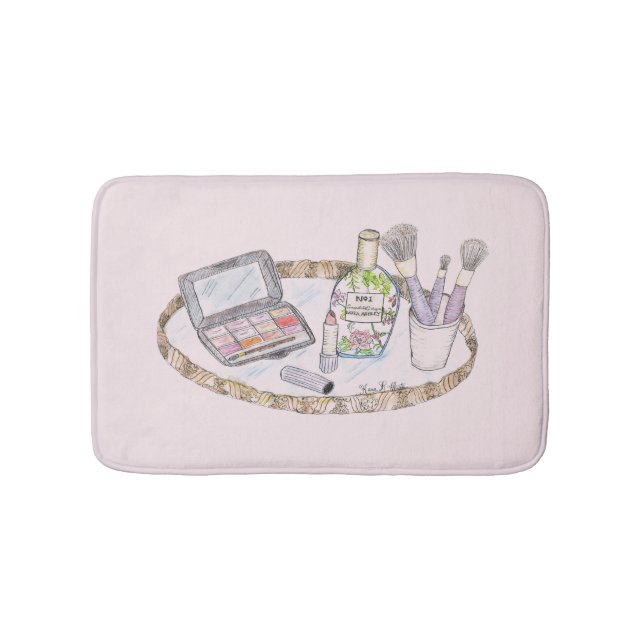 Makeup Illustration Antique Makeup Tray Mode Badematte (Vorderseite)