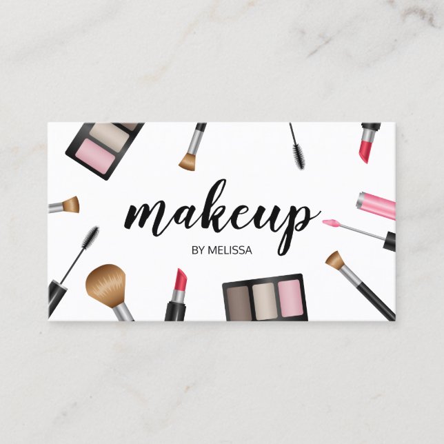 Makeup Illustration Makeup Artist Cosmetologe Visitenkarte (Vorderseite)