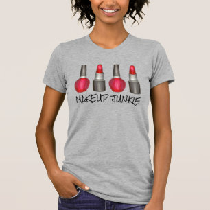 Makeup Junkie Red Lipstick Nail Polnisches Beauty  T-Shirt