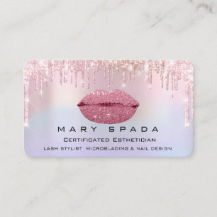 Makeup Kiss Lips Lashes Holographische Tropfen Visitenkarte