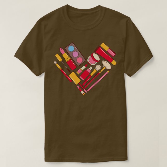 Makeup kit beautician woman heart T-Shirt (Design vorne)