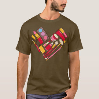 Makeup kit beautician woman heart T-Shirt