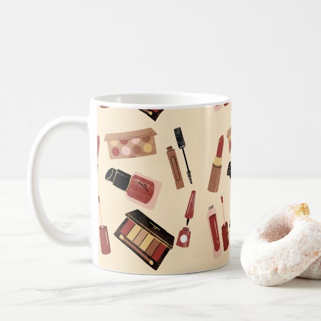 Makeup Kosmetik Schönheitsmuster Kosmetologie Kaffeetasse (Mit Donut)