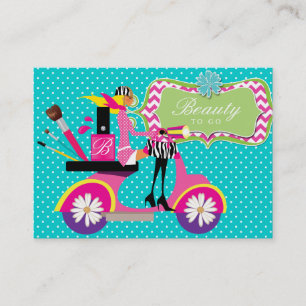 Makeup Künstler Cosmetologin Scooter Girl Dots 2 Visitenkarte