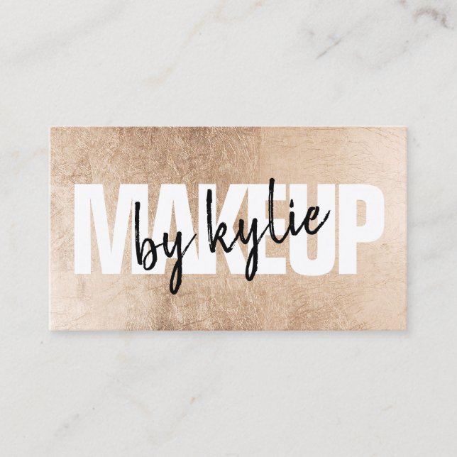 Makeup Künstler fett signieren Skript Rose Goldfol Visitenkarte (Vorderseite)