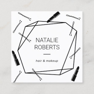 Makeup Künstler Haar Stylist Geometric Salon Mini Quadratische Visitenkarte