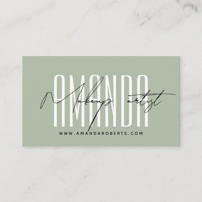 Makeup Künstler moderne Typografie Skript sage grü Visitenkarte (Vorderseite)