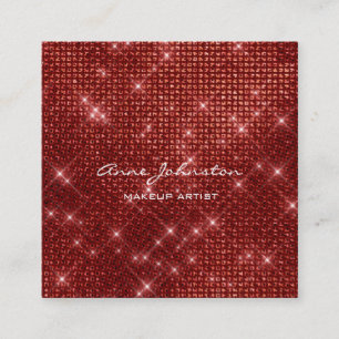 Makeup Künstler Ruby Red Sparkle Glitzer Glam Quadratische Visitenkarte