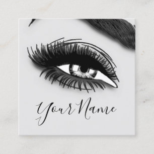 Makeup Lashes Grey Microblade Logo QR Code Quadratische Visitenkarte