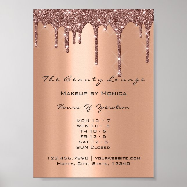 Makeup Lashes Öffnungszeiten Salon Tropfen Preisli Poster (Vorne)