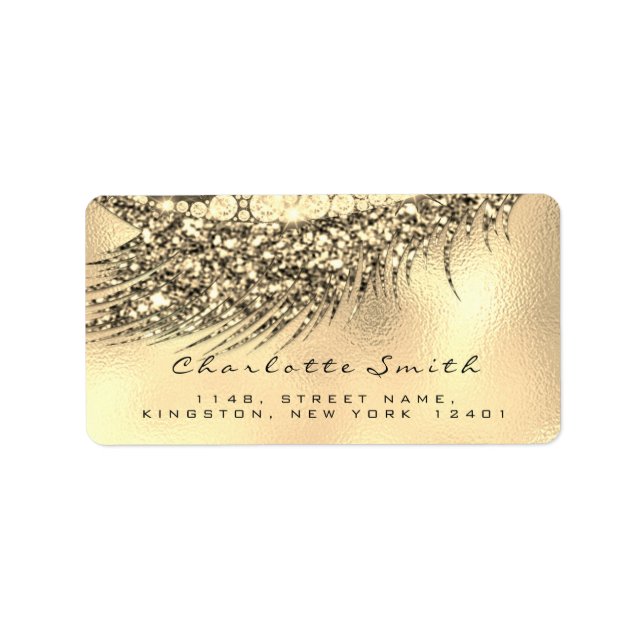 Makeup Lashes Rücksendeadresse Gold Name Lux UAWG Adressaufkleber (Vorne)