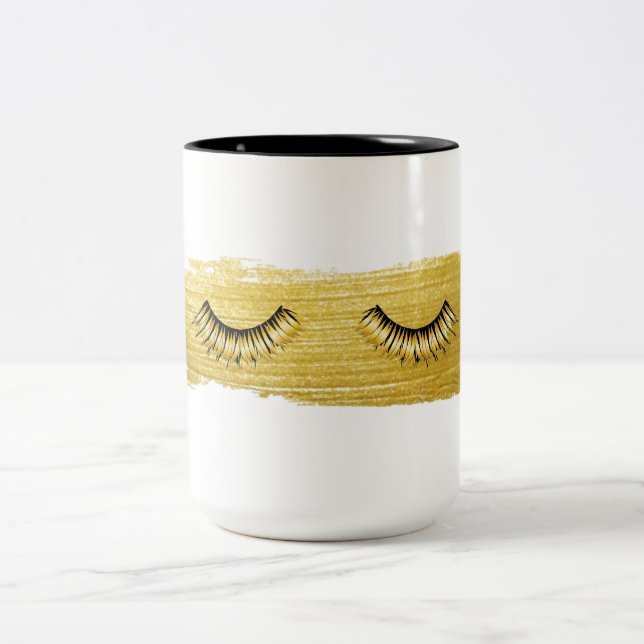 Makeup Lashes Schönheit Weißer Kaffee Tasse (Mittel)
