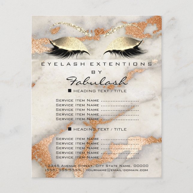 Makeup Lashes Schönheitssalon Flyer Marmorkoralle  (Vorne)