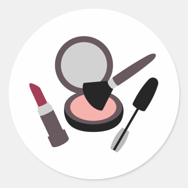 Makeup Lipstick Mascara Blush Runder Aufkleber (Vorderseite)